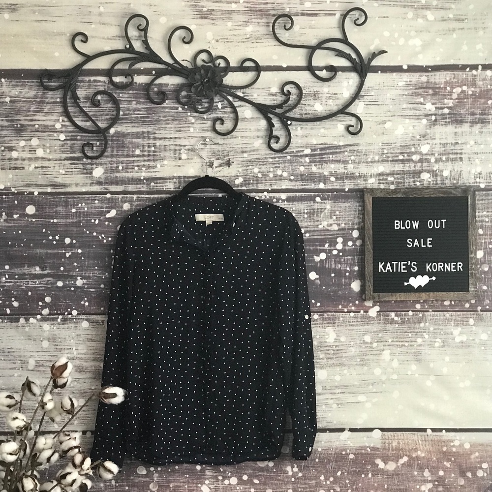 Loft Polka-Dot Button Down Blouse
